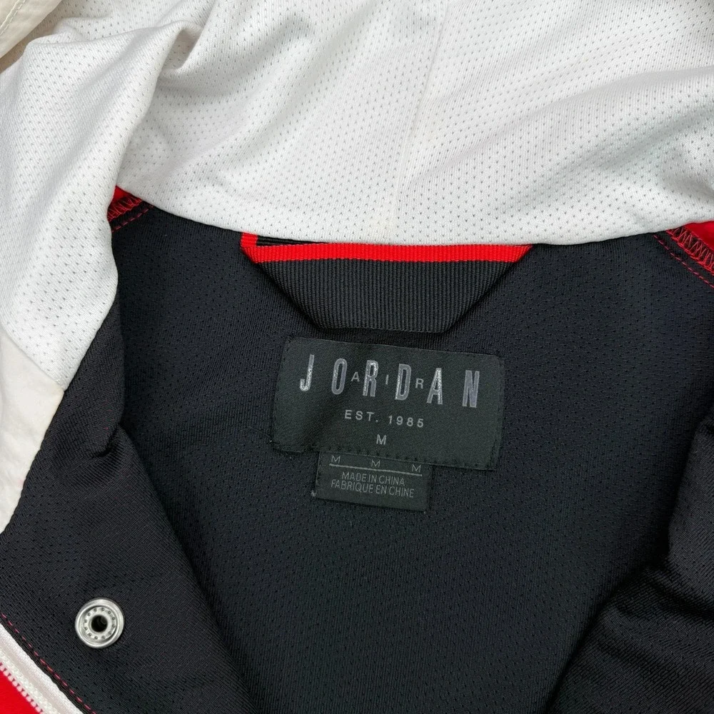 Air Jordan Jacket Mens Medium Red Spellout Windbreaker Jumpman Side Zip Hooded